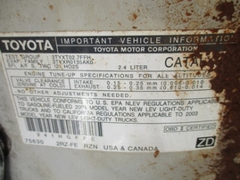 2003 TACOMA DLX WHITE STD CAB 2.4L AT 2WD Z16147